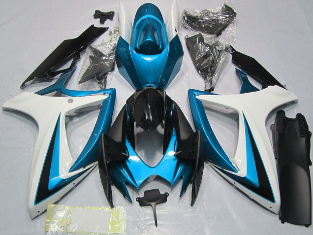 2006-2007 White Blue Glossy Black Suzuki GSXR 600 / GSXR 750 Motorcycle Fairings UK
