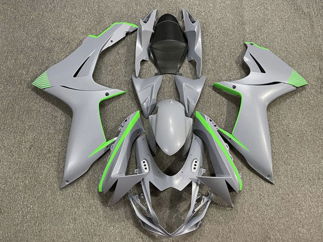 2011-2024 Matte Nardo Grey Green Accents Suzuki GSXR 600 / GSXR 750 Motorcycle Fairings UK