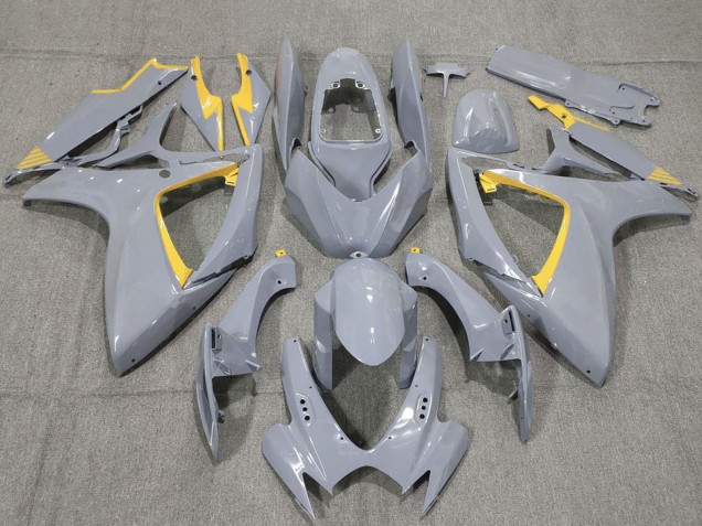 2006-2007 Nardo Grey and Yellow Trim Suzuki GSXR 600 / GSXR 750 Motorcycle Fairings UK