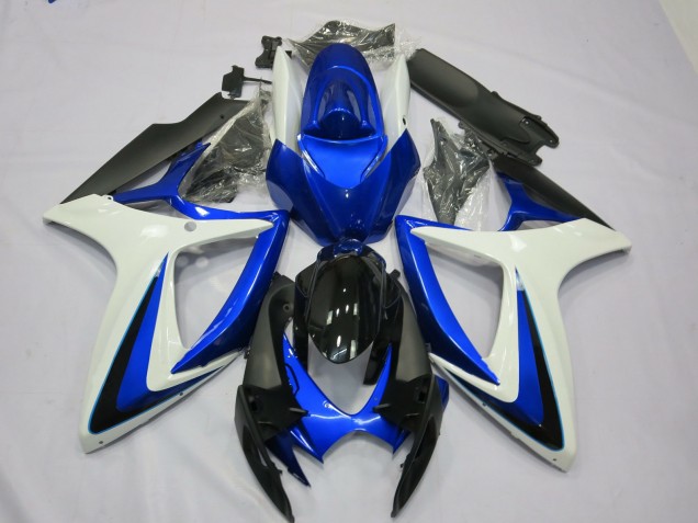 2006-2007 White Blue Glossy Black OEM Style Suzuki GSXR 600 / GSXR 750 Motorcycle Fairings UK