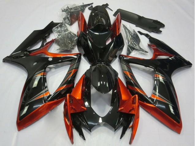 2006-2007 Orange Glossy Black Suzuki GSXR 600 / GSXR 750 Motorcycle Fairings UK
