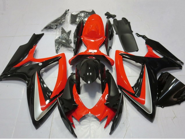 2006-2007 Red Silver Glossy Black Suzuki GSXR 600 / GSXR 750 Motorcycle Fairings UK