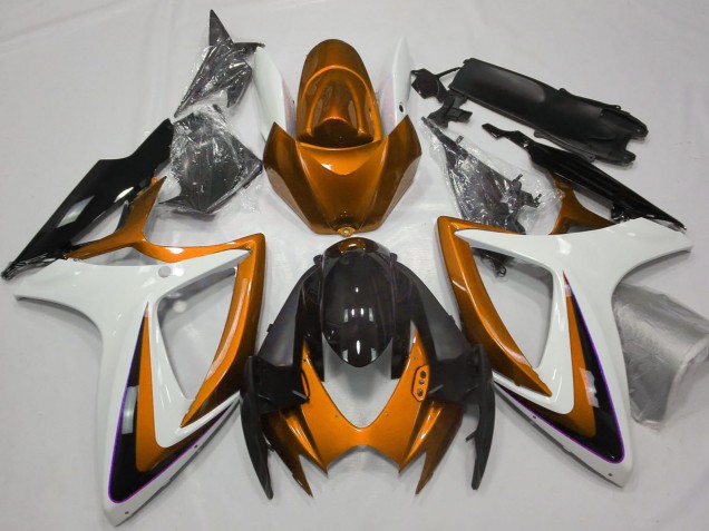 2006-2007 Orange White Glossy Black Suzuki GSXR 600 / GSXR 750 Motorcycle Fairings UK
