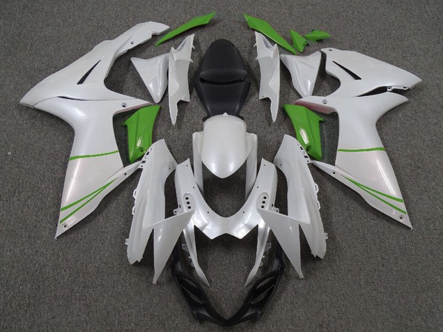 2011-2024 Pearl White and Green Suzuki GSXR 600 / GSXR 750 Motorcycle Fairings UK