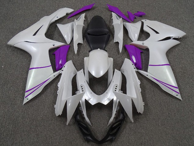 2011-2024 Pearl White and Purple Suzuki GSXR 600 / GSXR 750 Motorcycle Fairings UK