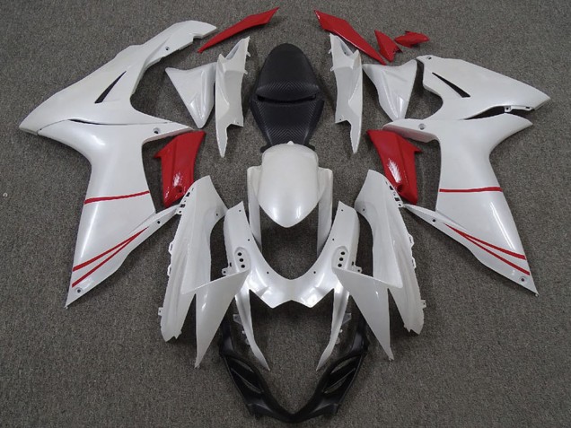 2011-2024 Pearl White and Red Suzuki GSXR 600 / GSXR 750 Motorcycle Fairings UK
