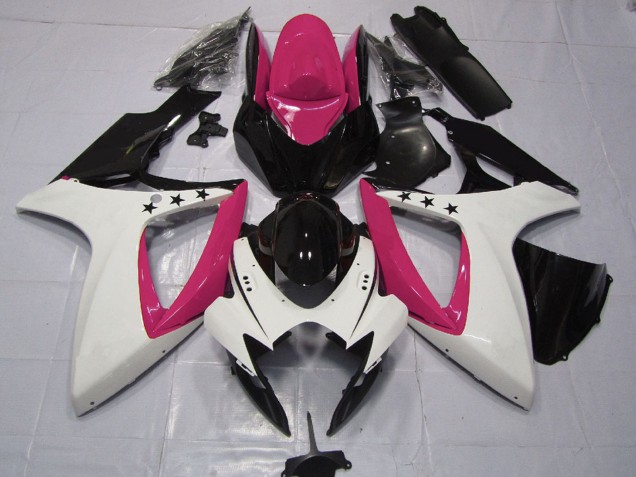 2006-2007 Pink White Glossy Black Star Suzuki GSXR 600 / GSXR 750 Motorcycle Fairings UK