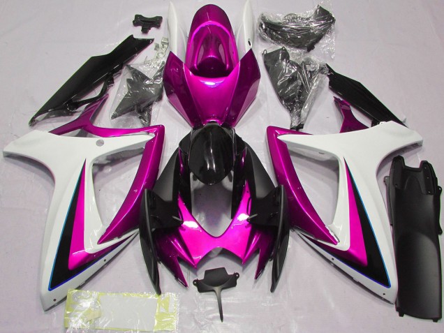 2006-2007 White Pink Glossy Black Suzuki GSXR 600 / GSXR 750 Motorcycle Fairings UK