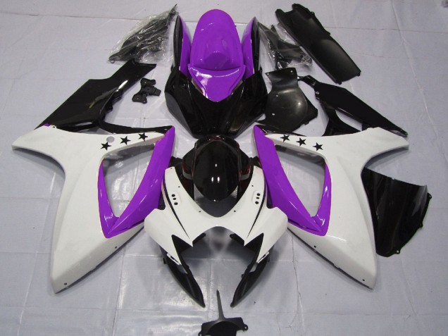 2006-2007 Purple White Glossy Black Star Suzuki GSXR 600 / GSXR 750 Motorcycle Fairings UK
