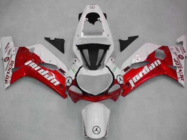 2001-2003 White Red Jordan Dunlop Suzuki GSXR 600 / GSXR 750 Motorcycle Fairings UK
