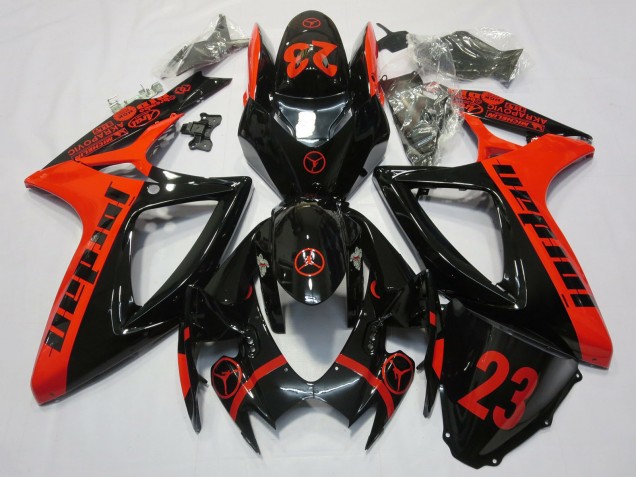2006-2007 Red Glossy Black Jordan 23 Suzuki GSXR 600 / GSXR 750 Motorcycle Fairings UK