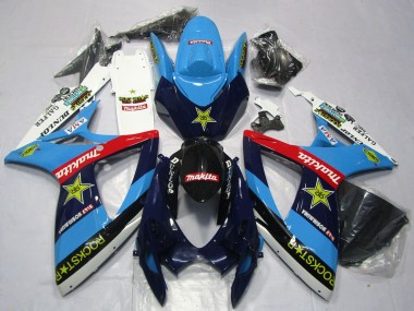Buy 2006-2007 Blue White Red Glossy Black Rockstar Suzuki GSXR 600 / GSXR 750 Motorcycle Fairings UK