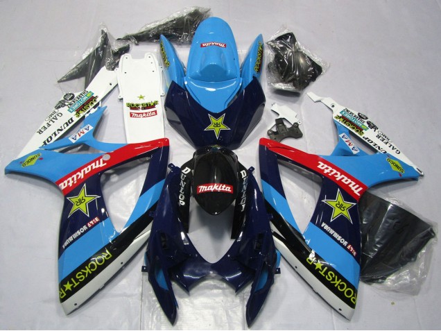 2006-2007 Blue White Red Glossy Black Rockstar Suzuki GSXR 600 / GSXR 750 Motorcycle Fairings UK