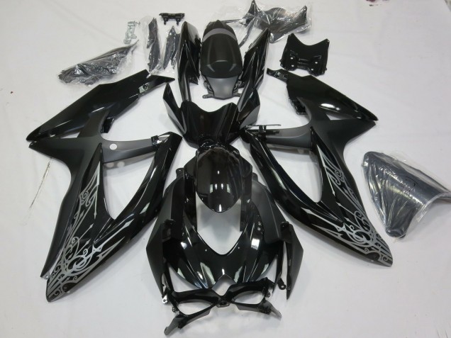 2008-2010 Glossy Black Silver Suzuki GSXR 600 / GSXR 750 Motorcycle Fairings UK
