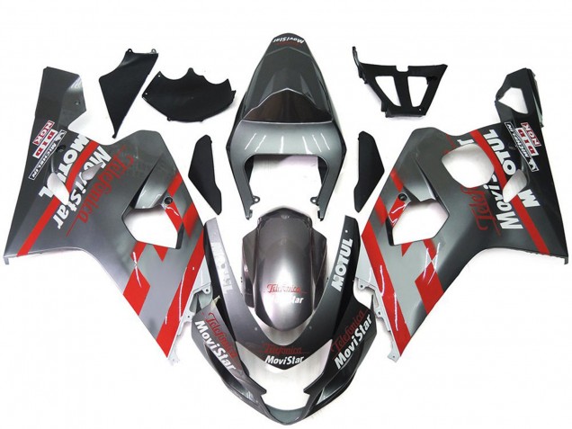 2004-2005 Silver Red MoviStar Suzuki GSXR 600 / GSXR 750 Motorcycle Fairings UK