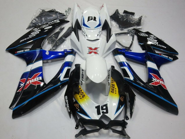 2008-2010 White Blue Black Yellow Red X Dark Dog 19 Suzuki GSXR 600 / GSXR 750 Motorcycle Fairings UK