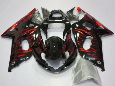 Buy 2001-2003 Glossy Black Red Flame Suzuki GSXR 600 / GSXR 750 Motorcycle Fairings UK