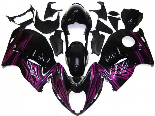 1997-2007 Glossy Black Purple Flame Suzuki GSXR 1300 Motorcycle Fairings UK
