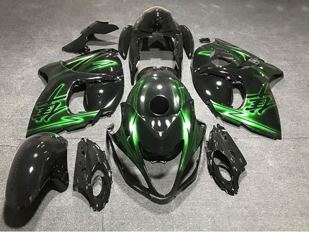 2008-2020 Glossy Black and Green Suzuki GSXR 1300 Motorcycle Fairings UK