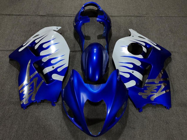 1997-2007 White Blue Flame Suzuki GSXR 1300 Motorcycle Fairings UK