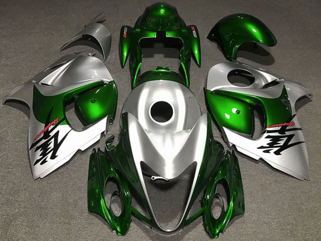 2008-2020 Glossy Green and Silver Suzuki GSXR 1300 Motorcycle Fairings UK