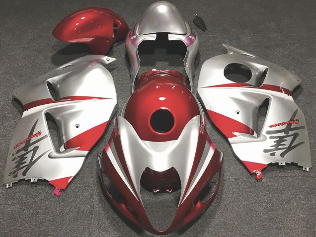 1997-2007 Glossy Red and Silver Suzuki GSXR 1300 Motorcycle Fairings UK