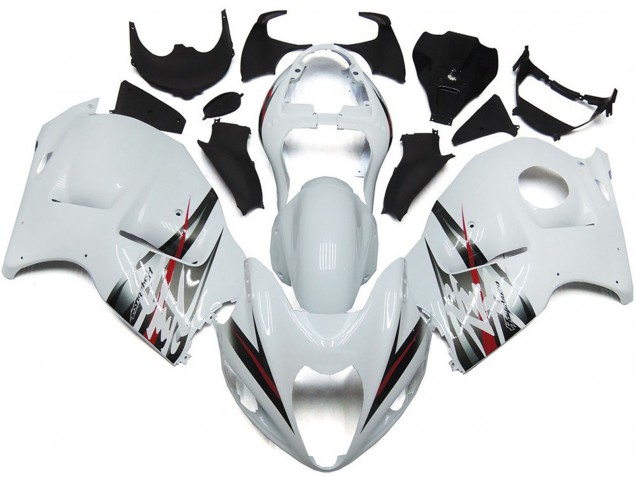 1997-2007 Glossy White and Silver Style Suzuki GSXR 1300 Motorcycle Fairings UK