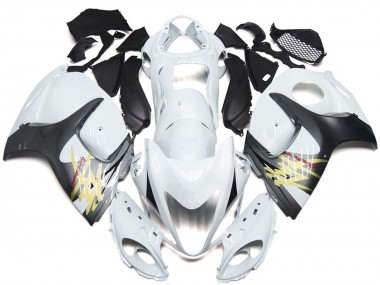 Buy 2008-2020 Glossy White with Silver Style Suzuki GSXR 1300 Motorcycle Fairings UK