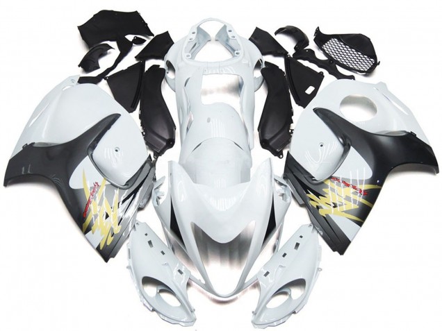 2008-2020 Glossy White with Silver Style Suzuki GSXR 1300 Motorcycle Fairings UK