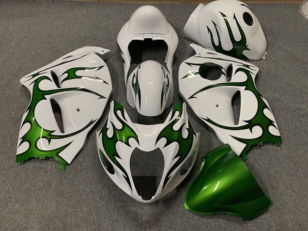 1997-2007 White Green Flame Suzuki GSXR 1300 Motorcycle Fairings UK