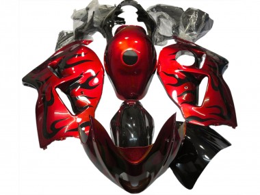 Buy 1997-2007 Red Black Flame Suzuki GSXR 1300 Motorcycle Fairings UK