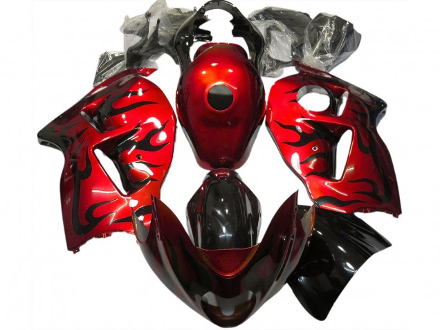 1997-2007 Red Black Flame Suzuki GSXR 1300 Motorcycle Fairings UK