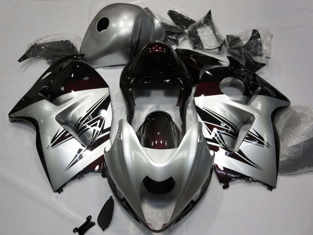 1997-2007 Silver Dark Red Suzuki GSXR 1300 Motorcycle Fairings UK