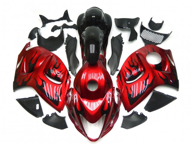 2008-2020 Red with Black Flame Suzuki GSXR 1300 Motorcycle Fairings UK