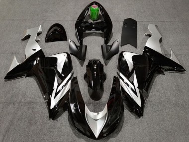 Buy 2006-2007 Glossy Black Silver Kawasaki ZX10R Motorcycle Fairings UK
