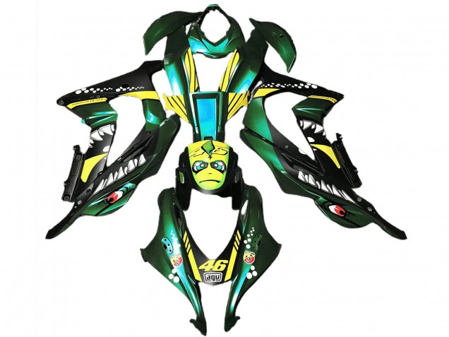 2016-2019 Forest Green Yellow Shark 46 Kawasaki ZX10R Motorcycle Fairings UK