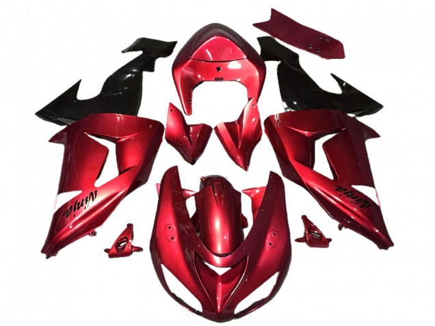 2006-2007 Red Glossy Black Kawasaki ZX10R Motorcycle Fairings UK