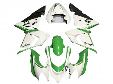 Buy 2004-2005 Glossy White Green Kawasaki ZX10R Motorcycle Fairings UK