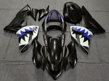 Buy 2004-2005 Matte Black and Dark Blue Shark Kawasaki ZX10R Motorcycle Fairings UK
