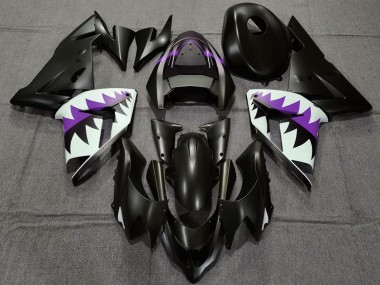 Buy 2004-2005 Matte Black and Purple Shark Kawasaki ZX10R Motorcycle Fairings UK