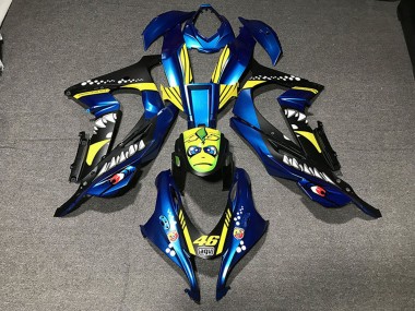 Buy 2016-2019 Metallic Blue Yellow Shark 46 Kawasaki ZX10R Motorcycle Fairings UK