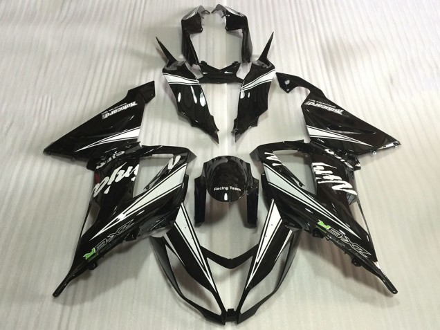 2013-2018 Glossy Black White Kawasaki ZX6R Motorcycle Fairings UK