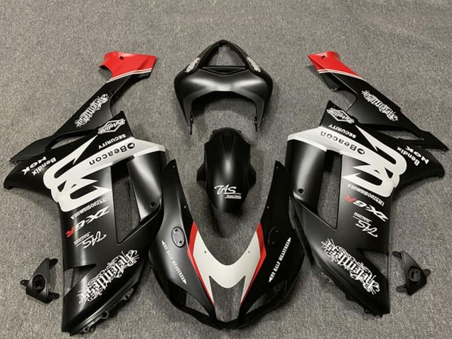 2007-2008 Custom Matte Black White Red Kawasaki ZX6R Motorcycle Fairings UK