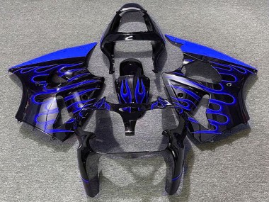 Buy 2000-2002 Glossy Black Blue Flame Kawasaki ZX6R Motorcycle Fairings UK