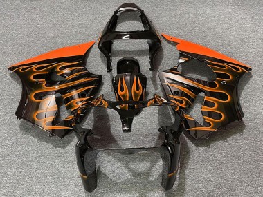 Buy 2000-2002 Glossy Black Orange Flame Kawasaki ZX6R Motorcycle Fairings UK