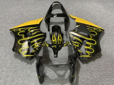 Buy 2000-2002 Glossy Black Yellow Flame Kawasaki ZX6R Motorcycle Fairings UK