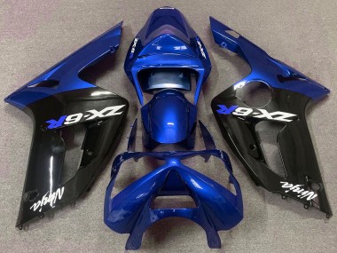 Buy 2003-2004 Blue Glossy Black Kawasaki ZX6R Motorcycle Fairings UK