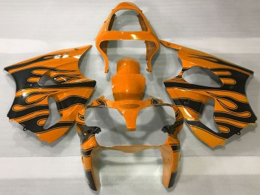 Buy 2000-2002 Orange Black Flame Kawasaki ZX6R Motorcycle Fairings UK
