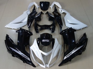 Buy 2013-2018 White Glossy Black Kawasaki ZX6R Motorcycle Fairing UK