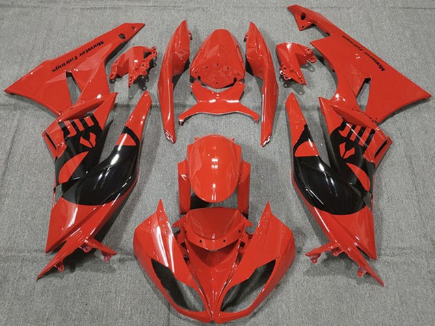2009-2012 Red Glossy Black Punisher Kawasaki ZX6R Motorcycle Fairings UK